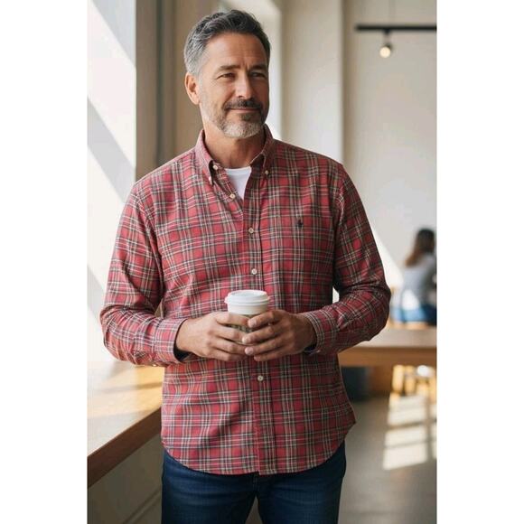 Ralph Lauren Shirt Men's Button Up Red Plaid Green Pony Classic Preppy | XL EUC - Picture 13 of 13